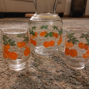 Vintage Federal Glass Handi-Serv Decanter And Glasses